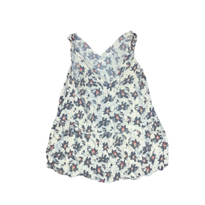 lush white floral sleeveless v neck tank top